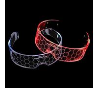 TOGEVAL 2pcs LED Light-emitting Glasses Glow Party Adornment for Nightclub and Festival Comfortable Fit Unisex Decorative Photo Prop with Colorful Slow Flash and Dual Control Modes