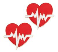 TOGEVAL 2pcs Medical Brooch Heart Electrocardiogram Pin Red Alloy Heart Beat Brooches for Doctor Nurse Clothing