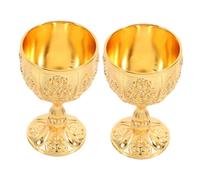 TOGEVAL 2pcs Medieval Embossed Royal Goblets Handmade Shock-Resistant Wine Cups with Vintage European Charm for Weddings Parties Home Decor