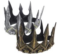 TOGEVAL 2pcs Medieval King Crown Set for Men, Vintage Decorative Crowns with Soft 3D Foam, Halloween Cosplay Headband for Stage Performance and Party Accessories