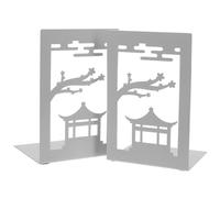 TOGEVAL 2Pcs Metal Bookends File Book Ends Decorative Organizer for Desktop Study Reading and Office Storage