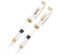 TOGEVAL 2Pcs Metal Piston Fountain Pens Set with Standard Fine Nibs, Smooth Writing Practice Pens for Students and Office Use, Japanese School Supplies Compatible