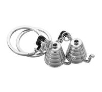 TOGEVAL 2pcs Mini Coffee Kettle Keychain Set Silver Tone Cloud-Shaped Kettle Design Coffee Lover Keyring with Bag Purse Hanging Pendant for Enthusiasts