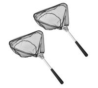 TOGEVAL 2pcs Mini Foldable Aluminum Triangle Fishing Net with Coated Mesh Compact Portable Fish Catching Tool for Fly River Lake Fishing