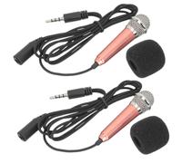 TOGEVAL 2pcs Mini Handheld Microphones for Singing and Recording, Portable Tiny Phone Microphones with Gold Case, Small Clip-on Vocal Mics Suitable for Mobile Phones and Live Streaming