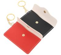 TOGEVAL 2pcs Mini PU Key Ring Wallet with Card Holder Portable Coin Purse for Tablets Pills Credit Cards and Ids Chic Design with Strong Metal Ring for Travel and Everyday Use Black Red
