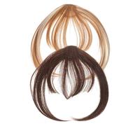 TOGEVAL 2pcs Natural Clip Bangs Hair Extensions for Women with Temples Realistic Hairpiece Fake Fringe Hairpieces in Multi Colors for Seamless Comfortable Wear