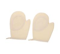 TOGEVAL 2Pcs Natural Loofah Bath Gloves Double Sided Exfoliating Shower Towels for Soft Smooth Skin Durable Cotton Blend Body Scrubbers for Home and Travel