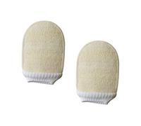 TOGEVAL 2Pcs Natural Loofah Bathing Gloves Exfoliating Massage Fingerless Sponge Scrubber for Shower Body Care, Bathroom Accessories for Gentle Skin Renewal