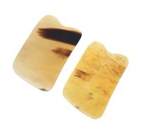 TOGEVAL 2Pcs Natural Ox Horn Square Massage Board for Spa Acupuncture Scraping Therapy Relief Manual Massage Tool for Face Neck Back and Foot Static Material Random Color