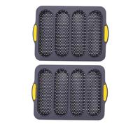TOGEVAL 2Pcs Non Stick Silicone French Bread Baking Molds with Slotted Design Professional Bread Cake Pans for Even Heating and Easy Demoulding Home and Bakery Use Light Grey