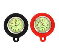 TOGEVAL 2pcs Nurse Watch Dial Set with Glow-in-The-Dark Silicone, Black and Red Jelly Strap, DIY Pocket Watch Parts for Medical Staff Use