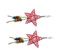 TOGEVAL 2pcs Parrot Chewing Bright Woven Rattan Pendant for Birds Bite Exercise Fun Playthings for Indoor Birdcages