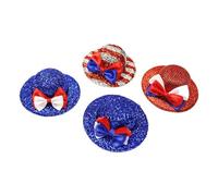 TOGEVAL 2Pcs Patriotic Party Topper Hair Clips for Adults and, Glitter Blue White Red Bow Hat Hairpins, Usa Independence Day Flag Hair Accessories for Celebration