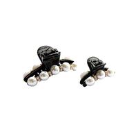 TOGEVAL 2PCS Pearl and Rhinestone Hair Clips for Women and Black Large and Small Hairpin Elegant Lady Hair Claw Accessories with Delicate Decoration