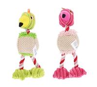 TOGEVAL 2pcs Pet Molar Chew with Squeaky Plush Animal Design for Teeth Cleaning and Stress Relief Interactive Plaything for Dogs Helps Control Tartar and Promote Oral Health