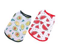 TOGEVAL 2pcs Pet T-shirts Lightweight Breathable Dog Vests for Dogs and Cats Cute Fruit Print Design Avocado Watermelon