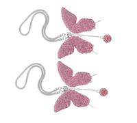TOGEVAL 2pcs Pink Rhinestone Butterfly Car Hanging Accessories Lightweight Rearview Mirror Charms Lucky Decorative Pendants for Women Sparkling Interior Decoration Ornaments