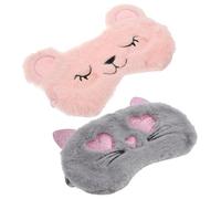 TOGEVAL 2pcs Plush Cartoon Eye Masks Covers for Light Blocking Eye Pressure Relief Washable and Lightweight for Travel Camping Home and Meditation