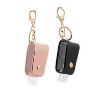 TOGEVAL 2pcs Portable Bottle Cover Keychain Set for Perfume and Hand Sanitiser Bottles Black and Pink Portable Cover for Travel and Daily Use