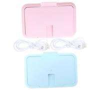TOGEVAL 2pcs Portable Wipe Warmers with USB Cable Soft Tissue Heater for Soothing Comfort Lightweight Wet Wipes Dispenser Compatible with Mobile Power and Car Charger Blue Pink