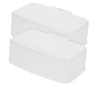 TOGEVAL 2Pcs Portable Wipes Dispenser Box for Home and Travel, Refillable White PP Material Wipe Storage Container Suitable for Diaper Bag and Stroller Use