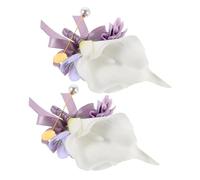 TOGEVAL 2Pcs Purple Calla Lily Boutonniere Lapel Pins for Men, Artificial Floral Suit Collar Brooches for Wedding Groom Suit Decoration, Handmade Pocket Corsage for Party and Ceremony