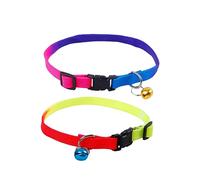 TOGEVAL 2pcs Rainbow Collar Small Bell for Pet Cat Dog Adjustable Collar for Pets Random Color