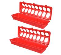 TOGEVAL 2PCS Red Pigeon Food Box Plastic Long Feeding Trough Spill Design for Pigeon Cages Small Birds Parrots Budgies Cockatiels Easy to Clean