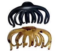 TOGEVAL 2pcs Retro Tortoiseshell Hair Claw Clips for Women Large Puff Hair Clamp Ponytail Holder with Strong Hold Elegant French Style for Everyday and Special Occasions