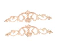 TOGEVAL 2Pcs Retro Wooden Carved Onlay Appliques Natural Solid Wood Furniture Decor for Cabinets Doors Wardrobes Windows Elegant Classic Style Ornaments for Home Living