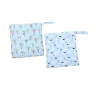 TOGEVAL 2pcs Reusable Printed Diaper Wet Dry Bags TPU Nursery Storage Pouch for Portable Nappy Organization Breathable Cloth Carrying Bags for Mom and Care