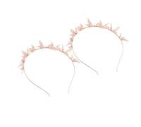 TOGEVAL 2pcs Rose Gold Metal Hair Bands Headwear Lightweight Non-fading Butterfly Hoops Decorative Headbands for Party Supplies Festival Costume