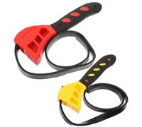 TOGEVAL 2pcs Rubber Strap Wrenches Multi-Functional Adjustable 6-inch Yellow 8-inch Red Belt Wrench for Plumbing, Oil Filter Removal, Shower Head and Jar Opener