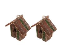 TOGEVAL 2pcs Rustic Wooden Bird House Hanging Outdoor Hummingbird Nesting Box for Garden Patio Decoration Nature-inspired Bird Villa with Safe Habitat for Viewing and Nesting