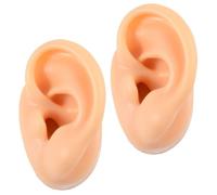 TOGEVAL 2Pcs Silicone Ear Models for Piercing Practice Realistic Fake Human Ear Simulation with Smooth Texture Body Parts for Earring Display and Training Tool