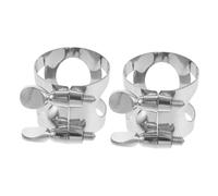 TOGEVAL 2Pcs Silver Alto Saxophone Mouthpiece Clip Metal Sax Head Clamp Adjustable Saxophone Mouthpiece Protector for Enhanced Tone and Sound