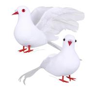 TOGEVAL 2Pcs Simulation White Doves with Wire for Easy Mounting, Artificial Bird Decorations for Graduation, Party and Wedding Settings