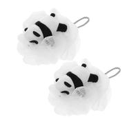 TOGEVAL 2pcs Soft Cute Panda Bath Loofah for Gentle Exfoliating Mesh Sponge for Boy Girl and Rich Foam Producing Bath Accessories for Wash and Sponge Bathing