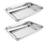 TOGEVAL 2Pcs Stainless Steel High-Sided Litter Tray 32X22X4.8Cm Open Metal Cat Litter Pan for Small Indoor Cats and Kittens Pet Toilet Supplies