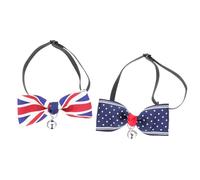 TOGEVAL 2pcs Stylish Pet Bow Tie Collars for Dogs and Cats, Soft Decorative Cat Collar with Union Jack and Navy Star Patterns, Small Size Supple Neckwear for Photo Props and Daily Use