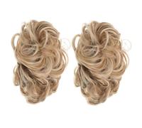 TOGEVAL 2pcs Synthetic Messy Bun Hairpiece Women Invisible False Bun Scrunchies for Natural Look Updo Wig Hair Chignon for Daily Outfits