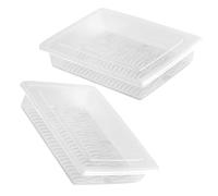 TOGEVAL 2pcs Transparent Sealing Boxes for Refrigerator Storage Small Rectangular Fridge Organizers for Bacon Meat Fruit Preservation Reusable Food Keeper Containers for Kitchen Home