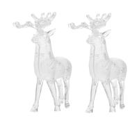 TOGEVAL 2pcs Transparent White Acrylic Elk Decor for Home Office Desktop Christmas Reindeer Ornament for Party Scene Layout Window Display Living Room Decoration