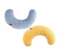 TOGEVAL 2pcs U-shaped Cat Neck Pillow Kitten Neck Cushion for Deep Sleep Soft Skin-friendly Lightweight and Portable Sleeping Pillow in Blue and Yellow