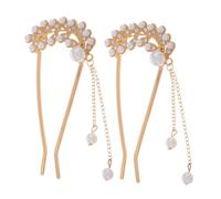 TOGEVAL 2pcs U Shaped Hair Pins with Rhinestone Non-slip Double Prong French Hair Forks for Women S Buns and Updos Vintage Golden Hairstyle Accessories