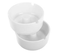 TOGEVAL 2pcs Unbreakable White Melamine Ashtrays Capacity Minimalist Design for Indoor Outdoor Use Home Office Hotel Nonporous Easy Clean Patio Decor