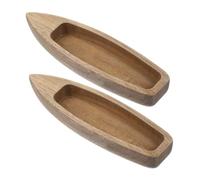 TOGEVAL 2pcs Unfinished Wooden Boat Model Rustic Craft Decoration for Home Office DIY Painting Natural Wood Texture Miniature Figurine Collectors