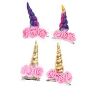 TOGEVAL 2pcs Unicorn Hair Pins Colorful Halloween Hair Clips Non Slip for Party Accessories Bright Colors
