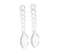 TOGEVAL 2PCS Unique Glass Bead Spoons Reusable Cute Tea Spoons for Desserts Soups Appetizers Elegant Transparent Glass Stirrers for Tea Parties Family Gatherings Weddings